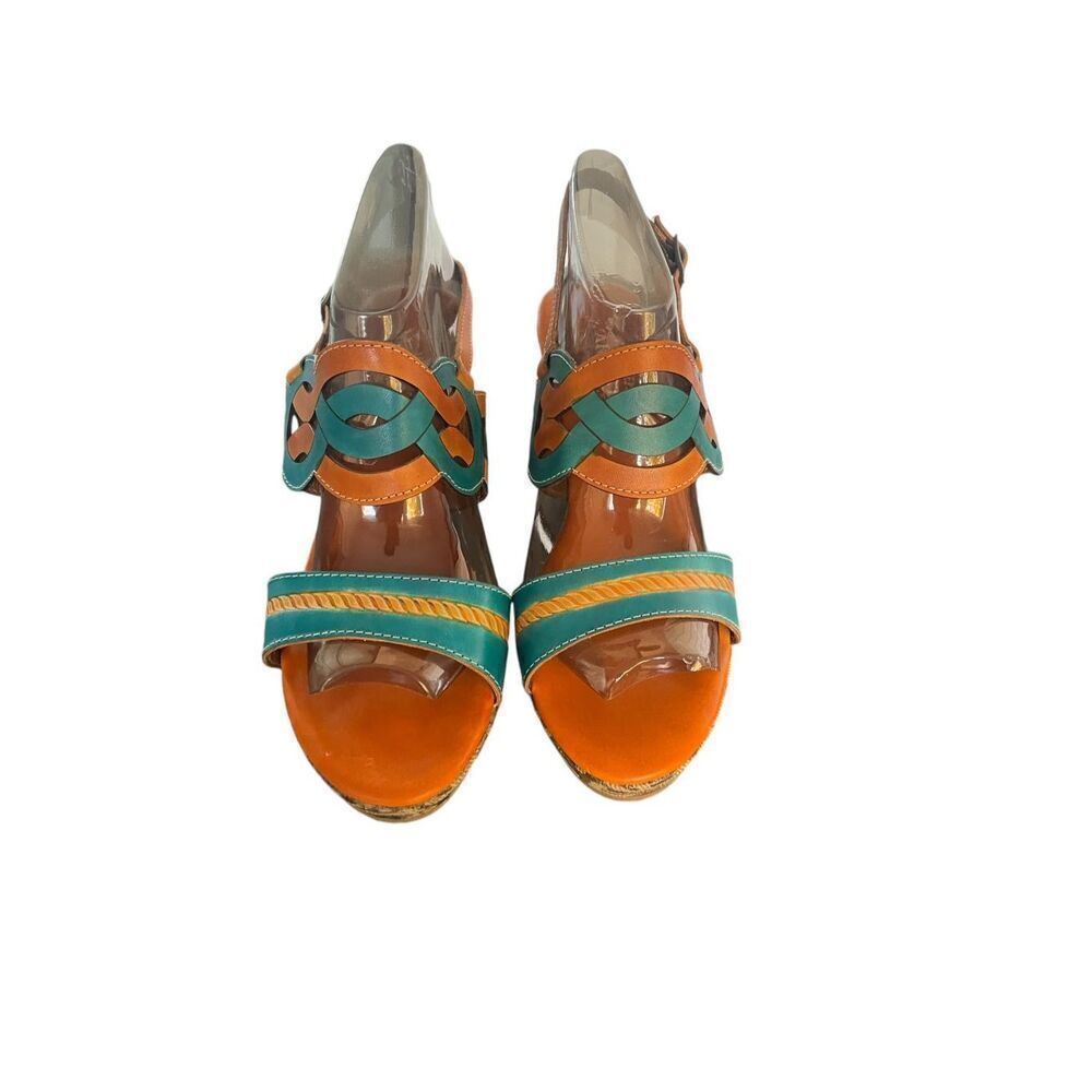 La Artiste  Spring Step Sharina Open Toe Wedge Sandal Camel / orange Size 41 Art